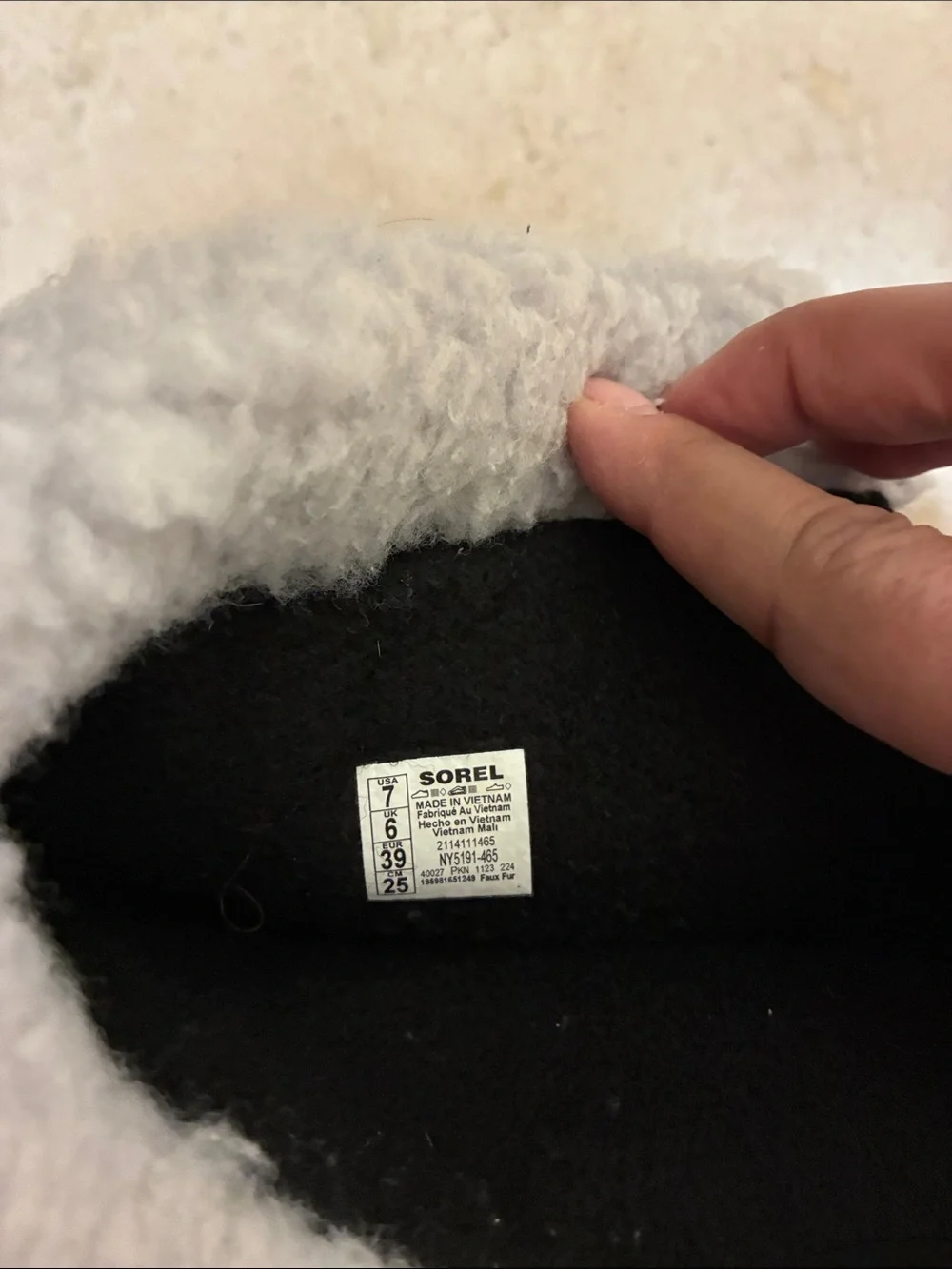 Sorel Black/Blue Yoot PAC Nylon Winter Boots White Fleece Cuff Sz 7